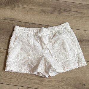 LOFT White Eyelet High-Waist Drawstring Shorts